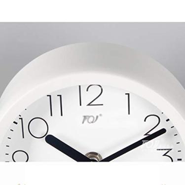 Imagem de Relógio de mesa, pequeno e simples cabeceira criativo casa desktop relógio de mesa mudo relógio de mesa moda ornamentos de bancada relógio de mesa (branco)