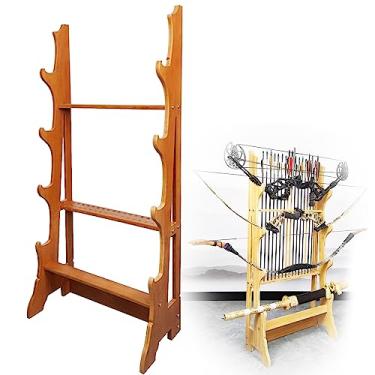 Imagem de Suporte de espada suporte para espadas, suporte para espadas de 4, 5, 6 e 8 camadas, suporte para katanas, suporte para exibição de armas no chão, suportes verticais de madeira para espadas de ar