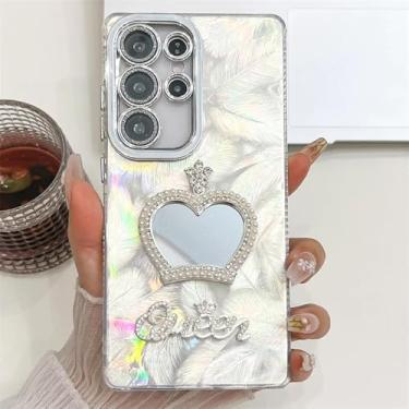 Imagem de Capa traseira rígida com glitter e laser espelhado (para Galaxy A35/Pena Prata)