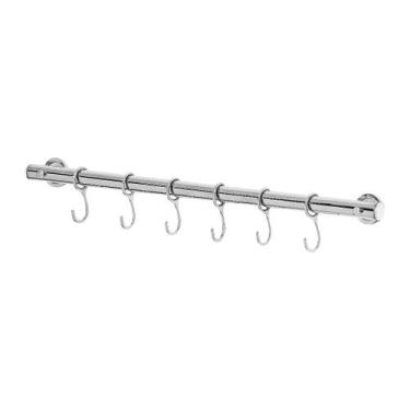 Imagem de Suporte De Cozinha Porta Talheres 40cm Com 6 Ganchos - MetalCromo