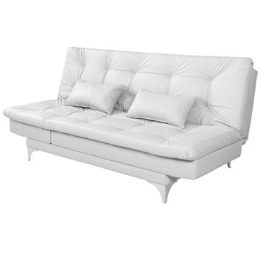 Imagem de Sofá Cama Versátil Reclinável 3 Lugares 5 Posições Corino Com Pés de Alumínio Casal Premium (BRANCO 036)
