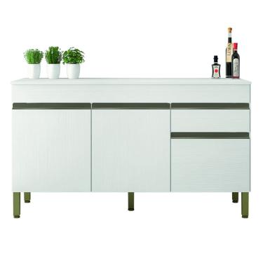 Imagem de Balcão Gabinete de Cozinha 3 Portas 1 Gaveta com Tampo 1,50m Line Kit`s Paraná