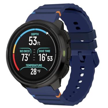 Imagem de Compatível com pulseiras SUUNTO Ocean, pulseira de substituição ajustável de linha de tecido de silicone de 20 mm e 22 mm compatível com smartwatch SUUNTO (azul, pulseira de tamanho de 22 mm)