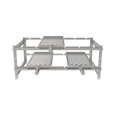 Imagem de Suporte Tradicional Inox para 6 Espetos + 3 Grelhas Moedas - A3 Grill