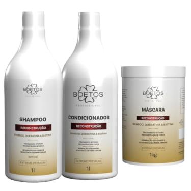 Imagem de Boetos Profissional, Kit Sh+Cond+Másc 1L Reconstrução Bamboo, Queratina e Biotina Boetos