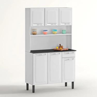 Imagem de Armário de Cozinha Compacto 6 Portas 1 Gaveta Itatiaia Rose de Aço 105cm Branco