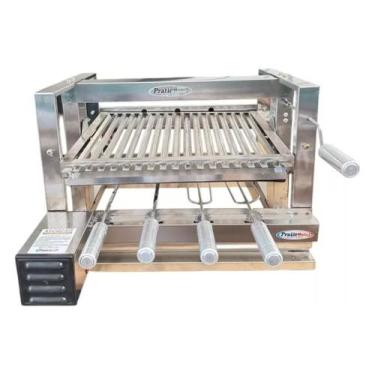 Imagem de Churrasqueira Elevatória Grelha Argentina Inox Motor 4 Espetos Grill E