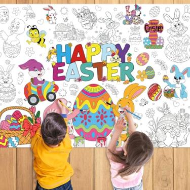 Imagem de Gistome Toalha De Mesa Papel Para Colorir Páscoa 43,3 X 31,5 Polegadas, Pôster E Banner Jogos Atividades Infantis - Capa Retangular Descartável Colorir, Artesanato Crianças, Escola, Sala Aula, Janta