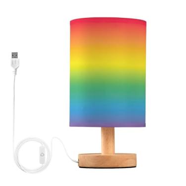 Imagem de Joisal Lâmpadas noturnas coloridas abstratas brilhantes de cores arco-íris para quarto, lâmpadas de mesa para quartos, abajur de linho, lâmpadas pequenas para quarto, reforma da casa