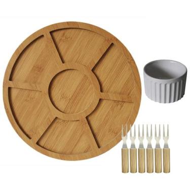 Imagem de Kit Petisqueira De 7 Divisórias Com Ramequim Potinho 100ml e 6 Mini Ga