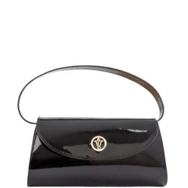 Imagem de Bolsa Clutch Verniz Preta em Couro Legítimo com Alça Removível Leopoldine-Feminino