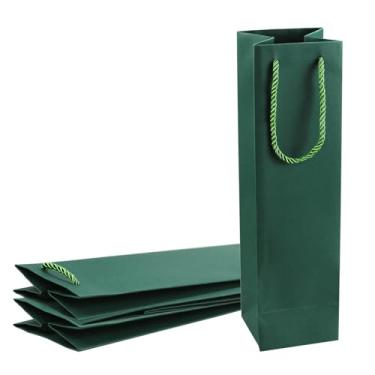 Imagem de Miraclekoo Saco de vinho verde para garrafas, 9,7 cm x 8,9 cm x 35 cm, sacos de garrafa de uísque/licor para presentes, sacolas de vinho com alças de corda, 4 peças