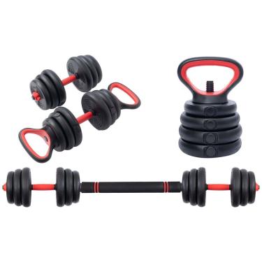 Imagem de Halter Anilha Barra Kettlebell 20kg Musculação 5 Em 1 WCT