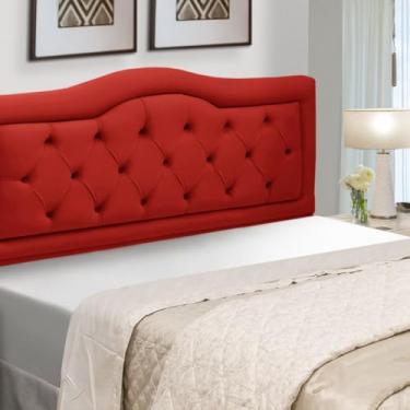 Imagem de Cabeceira Queen Estofada Madeira Eucalipto Belinha Veludo (Vermelho)