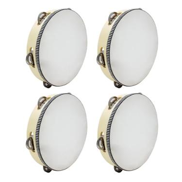 Imagem de JWQFBC 4 Peças de 8 Polegadas de Madeira Pandeiro Brinquedo Tambor de Mão Crianças Ktv Meninos Meninas Presente Metal Sino Redondo Jogos Batida Instrumento P