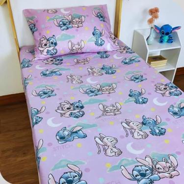 Imagem de Jogo de Cama Lençol e Fronha Solteiro Estampado Stitch 1,40 x 2,20 Men