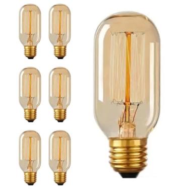 Imagem de Kit 7x Lâmpada Filamento Carbono Vintage Âmbar T45 25W 110V E27 Dimerizável