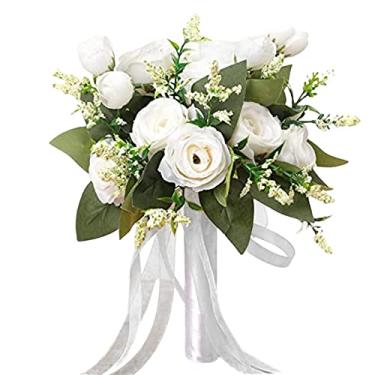 Imagem de Buquês de noiva para buquês de casamento, buquê de flores artificiais para festa de casamento, decoração de casa, noiva