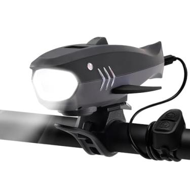 Imagem de LESOVI Buzina De Bicicleta Com Luz, Campainha Elétrica 120 Db E Farol Recarregável 400 Lm, Acessórios Infantis À Prova D'Água Ipx4 Para Meninos/Meninas, Patinetes, Bateria Fácil Instalação (Preta)