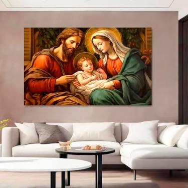 Imagem de Quadro Decorativo Religioso Barroco, Tela em Canvas na Horizontal ideal para ambiente de Sala de estar, jantar, reuniões, Quarto e Hall de entrada