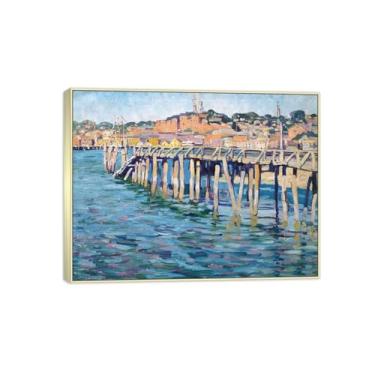 Imagem de MUHJDYC Jane Peterson Canvas Wall Art - Reprodução de pôster de pintura famosa - quadro prateado para decoração de sala de estar (um cais antigo) 20 x 25 cm - 8 x 10 pol