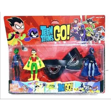 Imagem de Kit 03 Bonecos Jovens Titans Mais Mascara Led Teens Titans Go Articula