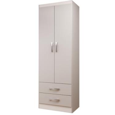 Imagem de Guarda Roupa 2 Portas 2 Gavetas Roupeiro Compacto Quarto Da Criança Infantil Solteiro Completo Com Cabideiro (Branco)