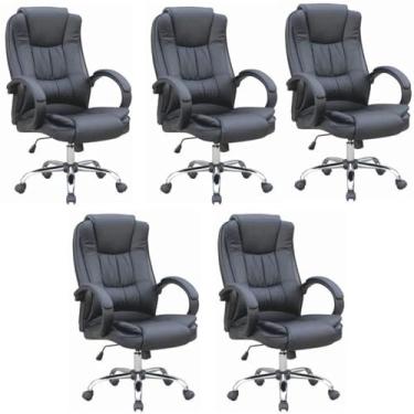 Imagem de Kit 5 Cadeiras para Escritório Presidente Master Soft Preto