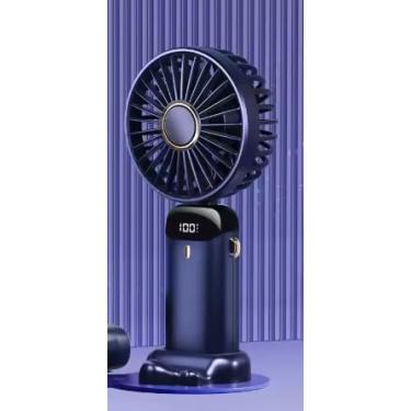 Imagem de Ventilador Portátil com Bateria 3000mAh, Display LED, 5 Velocidades, Dobrável, Silencioso, 18,8cm, Azul (Azul)
