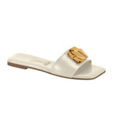 Imagem de Rasteira Feminina Tamanco Vizzano Detalhe Metal Ref: 6553.100, Branco 