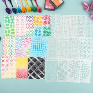 Imagem de Briartw 10 moldes de pintura, estêncil de plástico de 15 x 15 cm para fazer cartões, kit de estêncil reutilizável para pintura em madeira, parede, tecido, rocha, quadro-negro, placa, projetos de arte