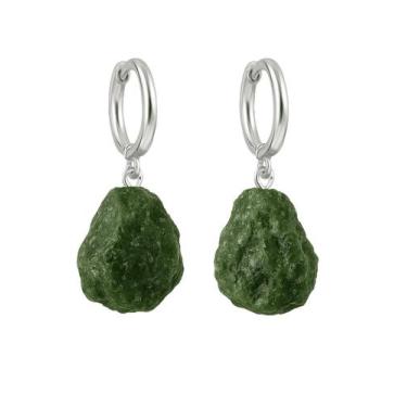 Imagem de Brinco de Argola Diopsídio - Cristal Natural, Prata 925