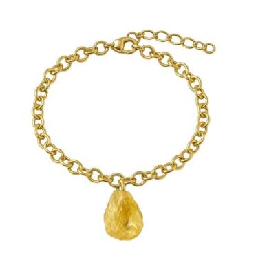 Imagem de Pulseira de Citrino Comercial - Cristal Natural, Banho Ouro 18k