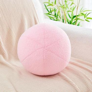 Imagem de Uvvyui Almofada de bola rosa, almofadas redondas macias, em forma de esfera, almofada decorativa redonda, almofada de pelúcia de 21 cm para sofá, quarto