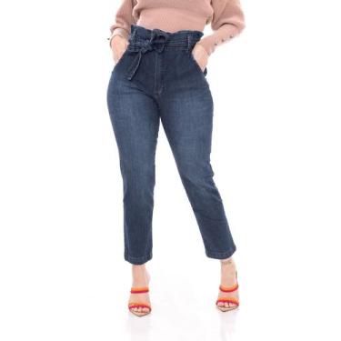 Imagem de Calça Jeans Feminina Boca Reta Clássica Wide Leg - Black Jeans, 46, Je
