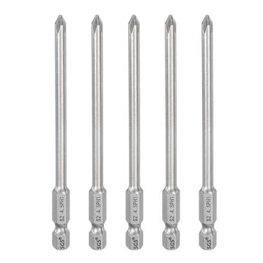 Imagem de HARFINGTON 5 peças de chave de fenda Phillips número 1 PH1 haste sextavada de 1/10.2 cm (100 mm) de comprimento 0,5 cm de comprimento, pontas cruzadas magnéticas, chave de fenda industrial de aço S2