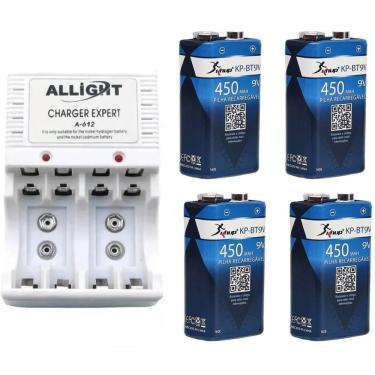 Imagem de Kit Carregador De Pilhas-bateria + 4 Baterias 9v Recarregaveis