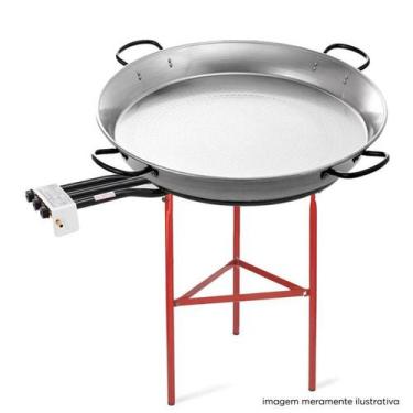Imagem de Kit Paellera Polida Ø90cm + Fogareiro Ø70cm com Tripé Reforçado - Vael