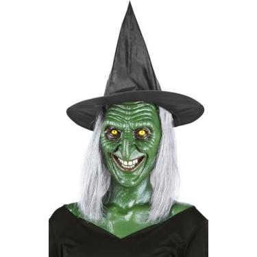 Imagem de HOMELEX Witch Green Mask Halloween Horror Face with Witch Hat Witches Wig Scary Costume Accessory