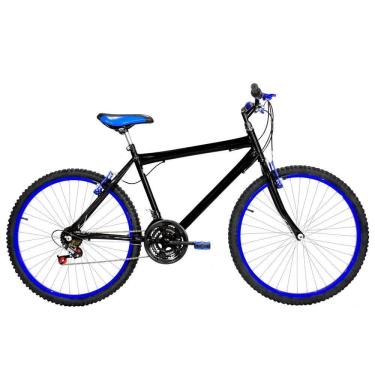 Imagem de Bicicleta Masculina Aro 26 Mtb Alumínio Colorido 18 Marchas Cor Preta E Azul