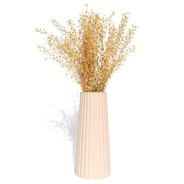 Imagem de Vaso Solitário Listras 17,5x7,5cm Artesanal Em Cimento Palha