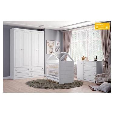 Imagem de Quarto De Bebê Ambiente Mississipi 4 Portas Com Berço Montessoriano Americano Branco - Henn