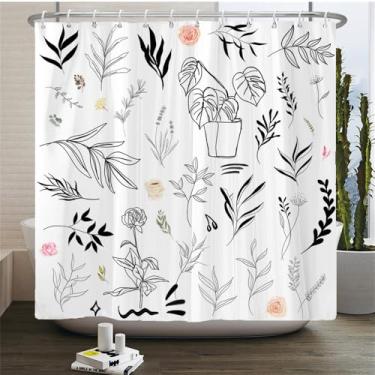 Imagem de Cortinas de chuveiro Flores Cortina de banheiro com ganchos Impressão à prova d'água 180x240cm Tecido de poliéster Tela de decoração de banheiro, DM4357, L210xA180cm