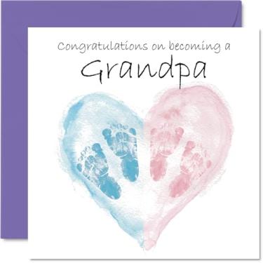 Imagem de Stuff4 Cartão unissex New Baby para vovô - Twins Congrats Becoming - Cartão de parabéns bem feito para o novo vovô, cartões de felicitações Welcome To The World de 5,7 polegadas