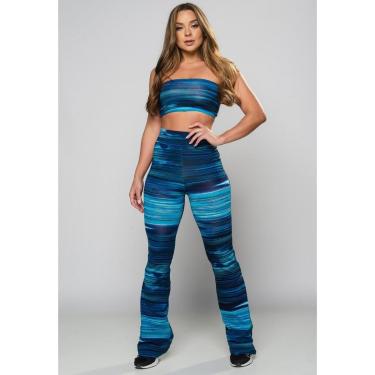 Imagem de Conjunto Calça Flare Feminina e Top Tomara que Caia Estampado Mvb Modas-Feminino