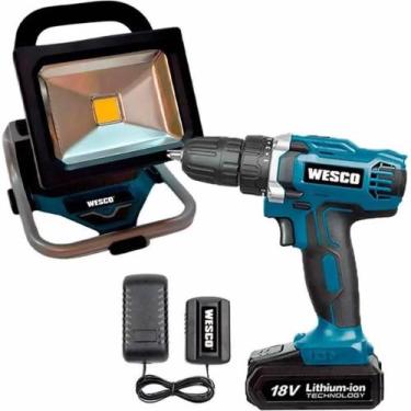 Imagem de Parafusadeira Furadeira 18V com Bateria e Carregador e Refletor LED 18