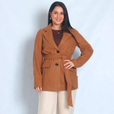 Imagem de Casaco de Lã Batida Forrado com Cinto - Maranne, Marrom, G