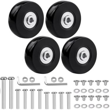 Imagem de LSTOPGO 60Mm X 18Mm Mala de Viagem Rodas de Substituição, Borracha Giratória Rolamentos Rodízio Kit de Reparo - Conjunto de 4 com 608Zz Patins Em Linha Rodas de Substituição E 3 Eixos