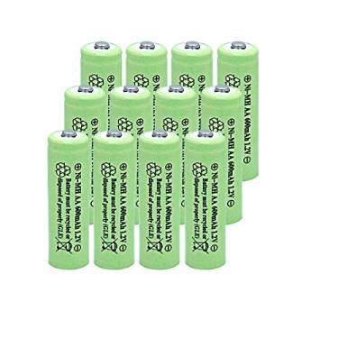Imagem de Baterias recarregáveis NiMH AA 600mAh 1,2V para luzes solares, luzes de jardim, controles remotos, mouses (pacote com 12)