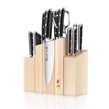 Imagem de Cangshan Cutlery | Conjuntos de facas de cozinha de aço da série TS Swedish Sandvik 14C28N, Preto, 14-Piece Magnetic Knife Block Set, 1